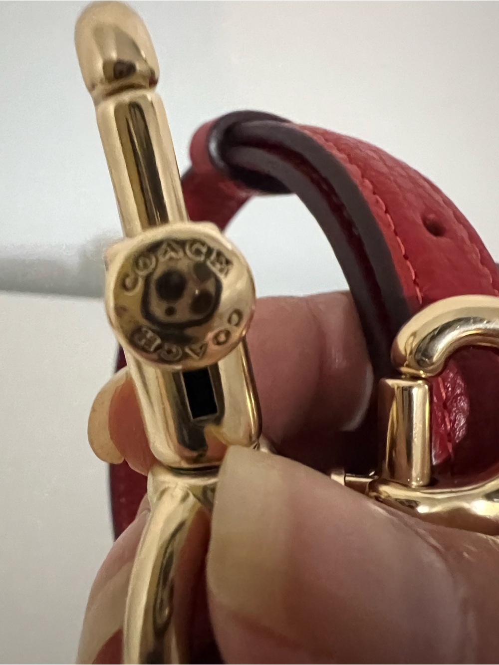 Link New Coach Red Leather Adjustable Strap with Gold-Tone Hardware - Picture 2 of 5